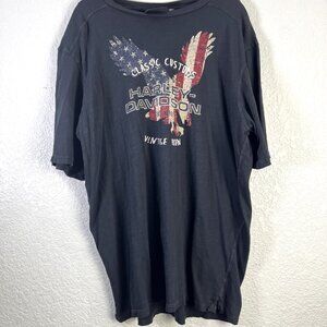 Harley-Davidson T-Shirt Mens Sz L Black Vintage Iron Eagle American Flag Graphic